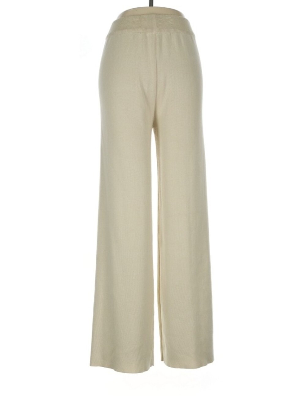 Cream Wide-Leg Knit Pants Katch Me One Size Tan Flare